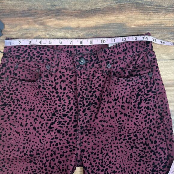 Rag & Bone velvet burgundy cheetah print pants   Hana size 27 new rocker edgy - Picture 5 of 13